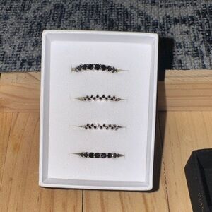 BP Luxe bands Silver and Black Women's Ring